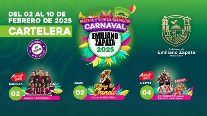 Carnaval Emiliano Zapata Morelos 2025: Cartelera de artistas y programa completo de actividades