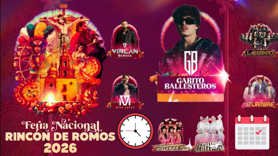Artistas que se presentarán en la Feria Nacional Rincón de Romos 2026