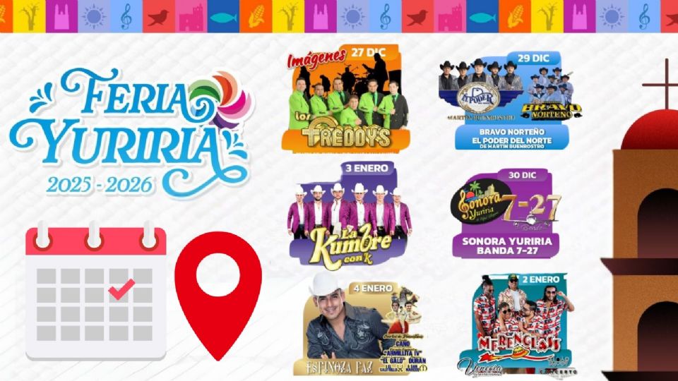 Artistas que se presentarán en la Feria Yuriria Guanajuato 2025-2026.