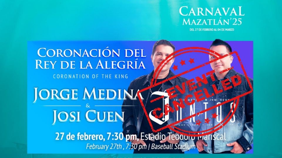 Concierto de Jorge Medina y Josi Cuen en Mazatlán es cancelado