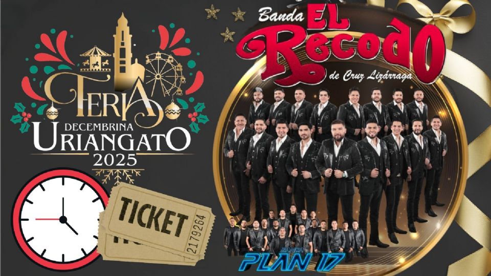 Banda El Recodo se presentará HOY en la Feria Decembrina Uriangato 2025-2026.
