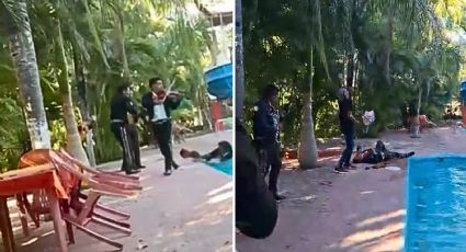 Mariachi llega a serenata e integrante se cae a alberca, pero no dejan de tocar VIDEO