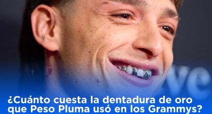 ¿Cuánto cuesta la dentadura de oro que Peso Pluma usó en los Grammys?