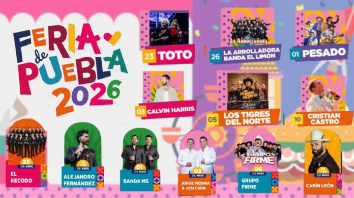 Feria de Puebla 2026: Cartelera completa de artistas que darán concierto en el Teatro del Pueblo y en el Palenque
