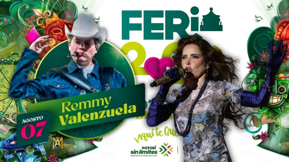 Cartel de artistas que se presentan HOY 7 de agosto en la INAUGURACIÓN de la FENAPO 2026