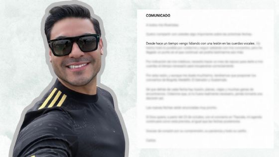 ¿Cuál es el estado de salud actual de Carlos Rivera? El cantante pospuso sus conciertos por lesión
