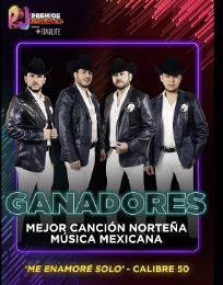 Foto descriptiva de: Calibre 50 celebra triunfo en premios Juventud 2026